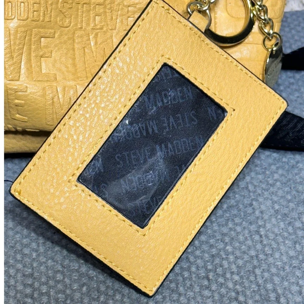 Steve Madden Mustard Yellow Athleisure Festival Mini Backpack with Card Holder